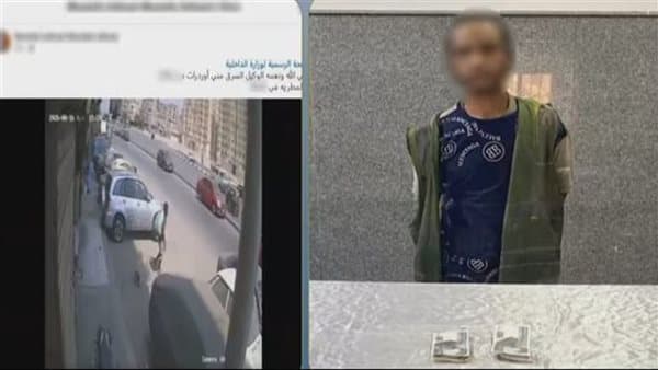 جامع قمامة يسرق ملابس من أمام متجر بالمطرية