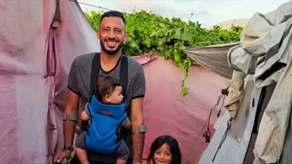 Palestinian Adly Hassan hopes for a prosthetic leg