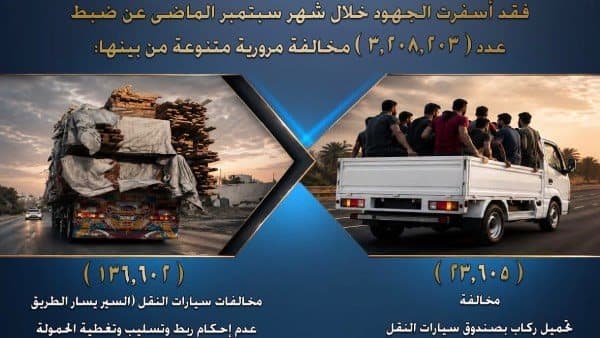 مرور يُحرر 3 ملايين مخالفة في شهر