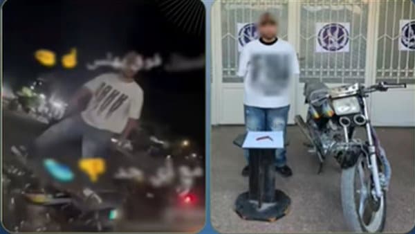 Beni Suef worker celebrates wedding on motorcycle with weapon