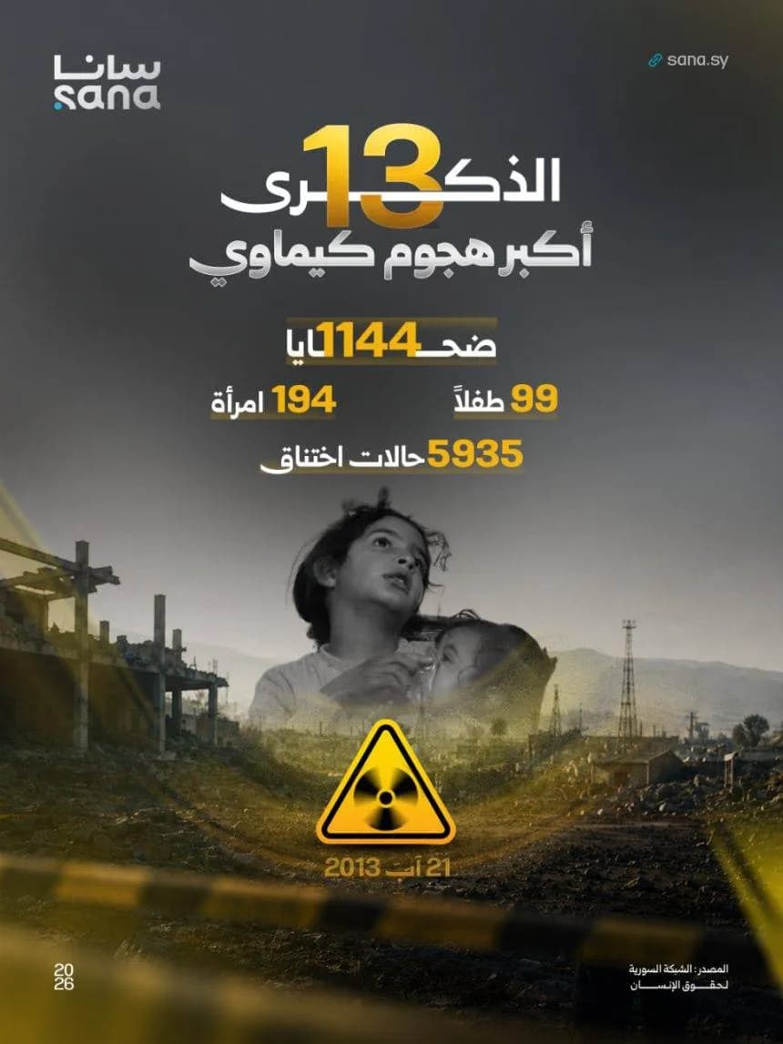 دمشق تؤكد مجددًا محاسبة المتورطين في المجزرة الكيماوية