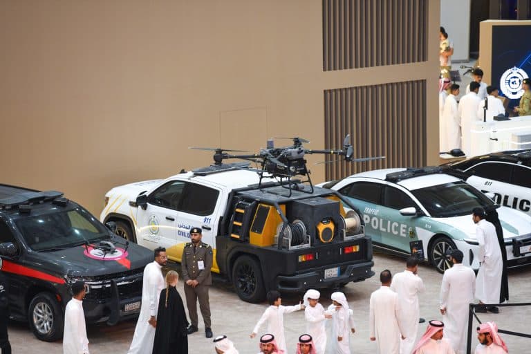 Civil Defense displays Falcon aircraft at Riyadh Falcon Expo