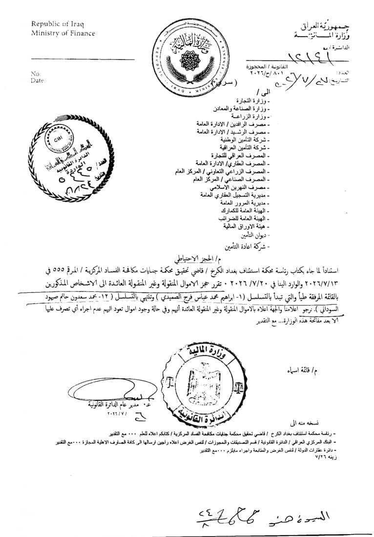 Frozen funds of 12 political figures
