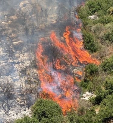 Forest fire containment in Hasbaya Lebanon