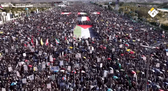 مليونية اليمن تؤكد دعم فلسطين وترفض العدوان