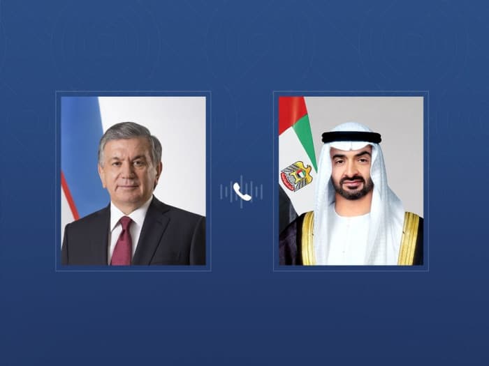 محمد بن زايد ورئيس أوزبكستان يتنافسان التعاون