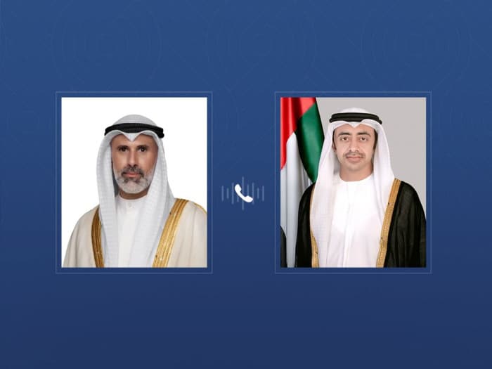 وزير خارجية الإمارات يتلقى مكالمة من نظيره الكويتي