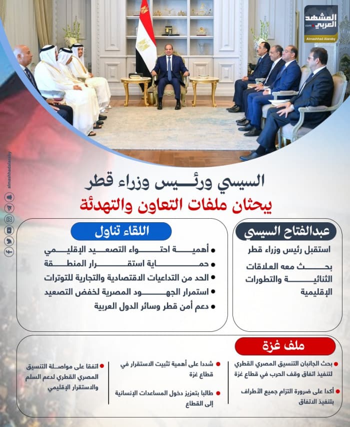 السيسي ورئيس وزراء قطر يناقشان التعاون والتهدئة