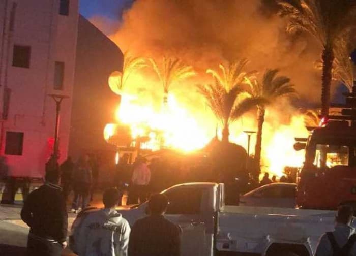 Egyptian Interior Details on Tourist Village Fire