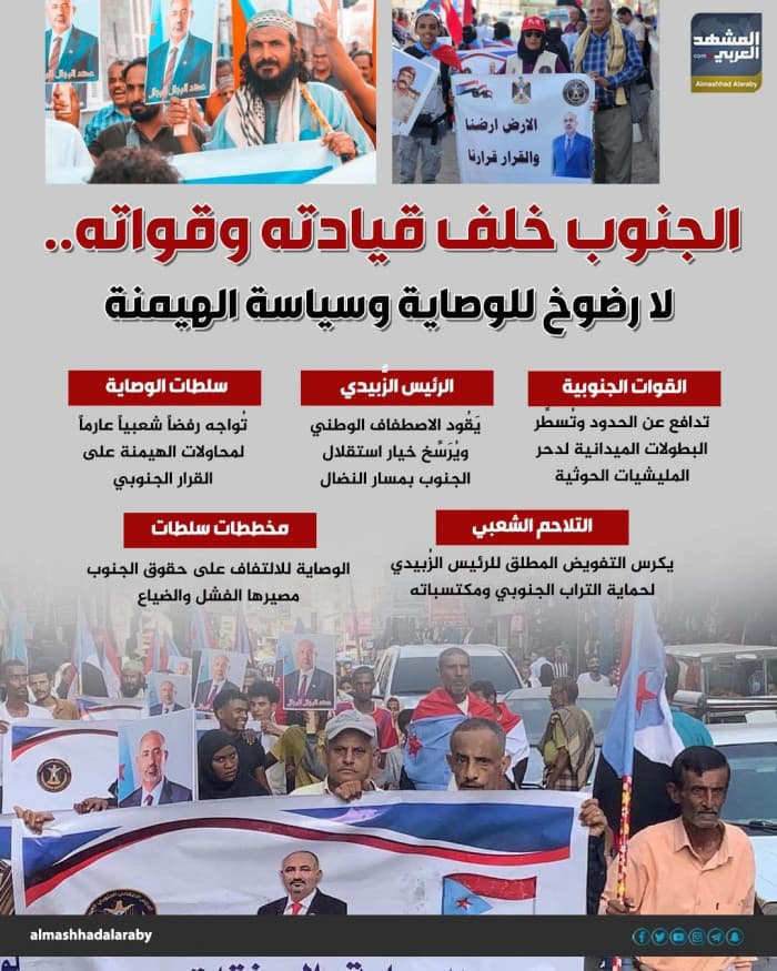 جنوب البلاد يرفض الوصاية والسيطرة