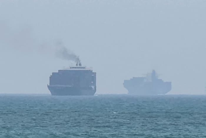 Iranian Navy observes burning oil tanker in Gulf
