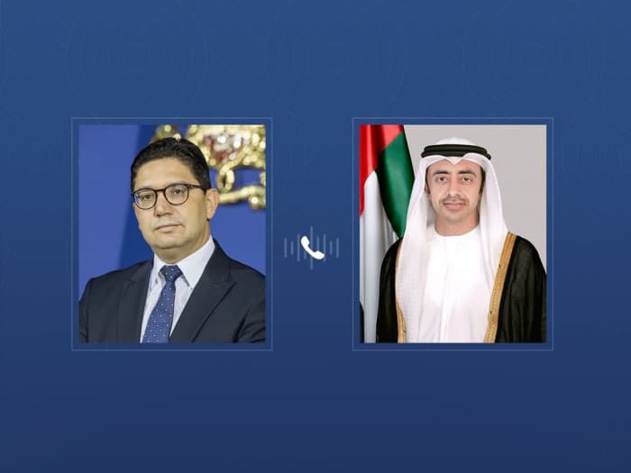 عبدالله بن زايد ووزير خارجية المغرب يتبادلان حديثاً هاتفياً بشأن القضايا الإقليمية