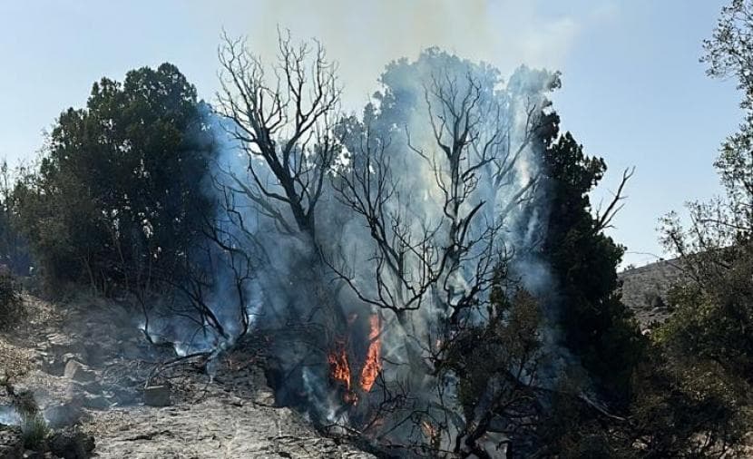 حريق في أعلى جبل بوادي السحتن