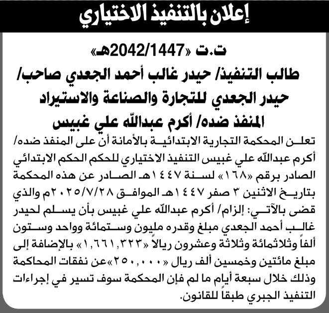 Akrim Abdullah Ghibes Under Enforcement