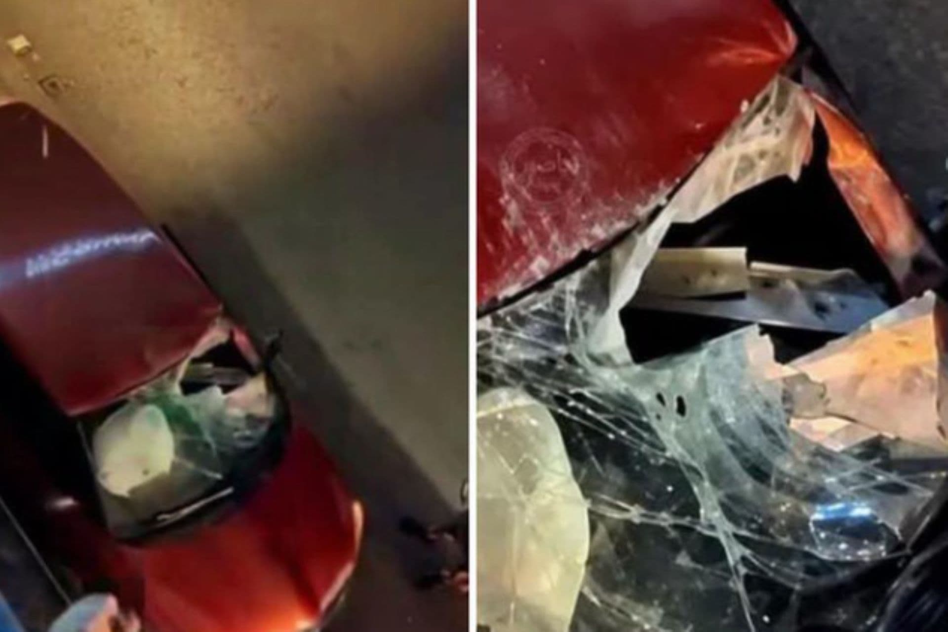 Cars targeted with stones and driver injured