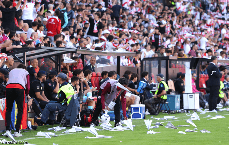 Rayo Vallecano's stadium surrounded by kite planes