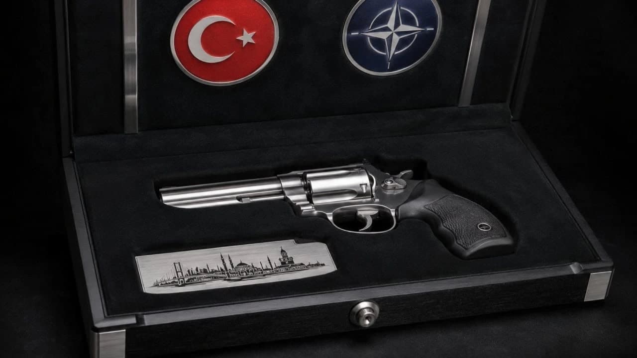أردوغان يهدي قادة حلف الناتو مسدسات بذخائرها أثناء قمة الناتو