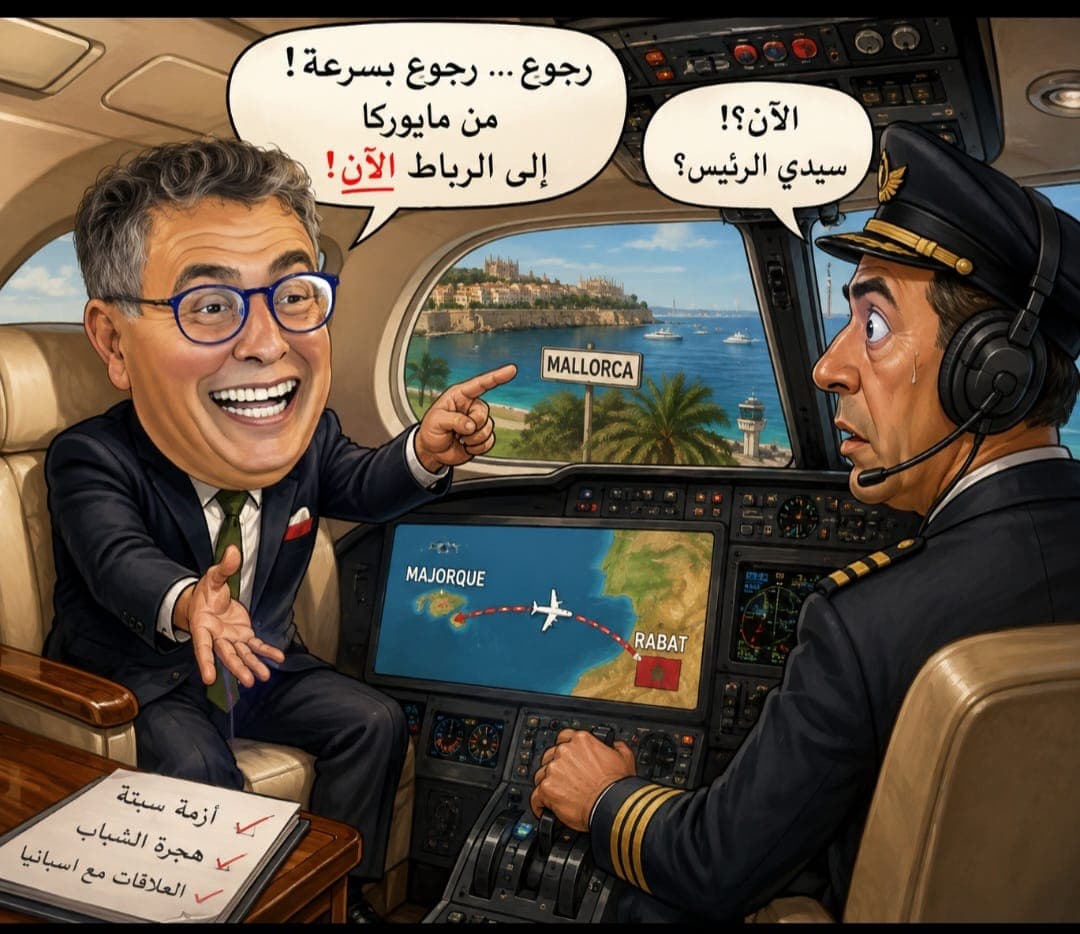 عزيز أخنوش يلتقي بالمهاجرين في إسبانيا عبر طائرته
