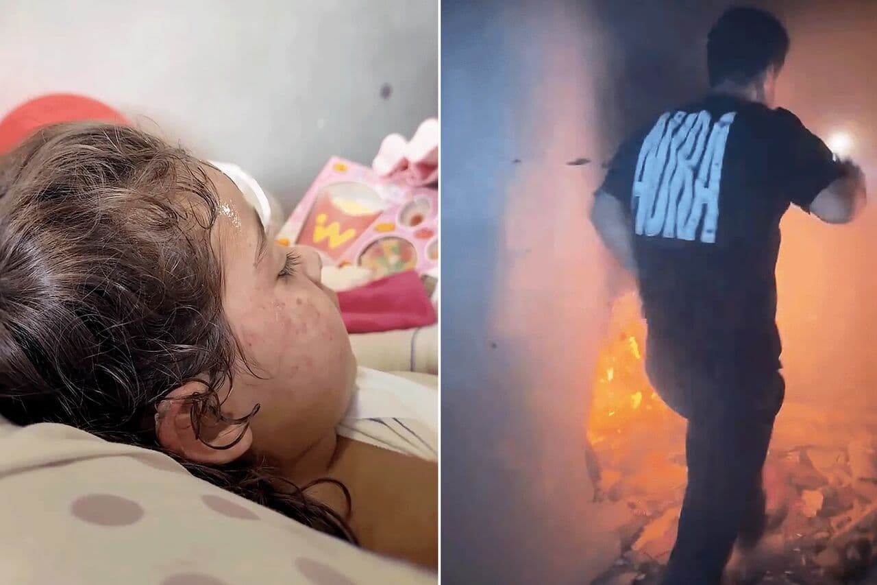 انتشال الطفلة مريم من النيران بغزة