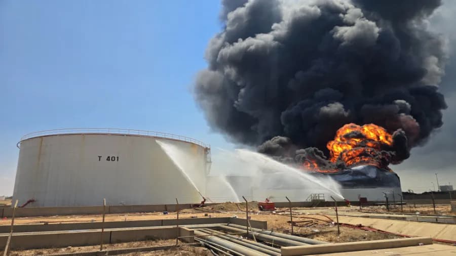 Drone targets Libya fuel tank fire