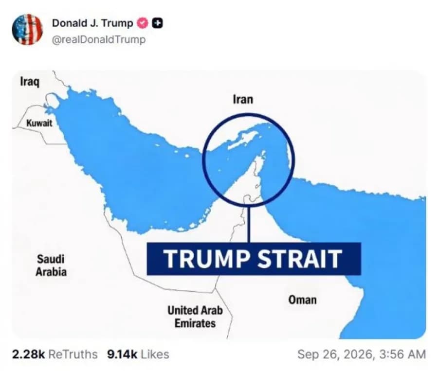 ترامب ينشر صورة تثير رفض إيران لمضيق هرمز