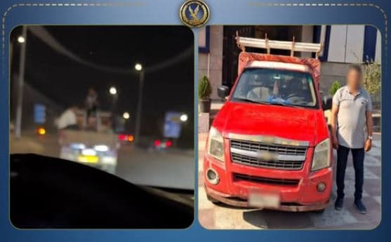 Small truck driver risks workers in Fayoum