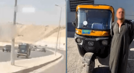 Moped driver bypassing traffic in Cairo