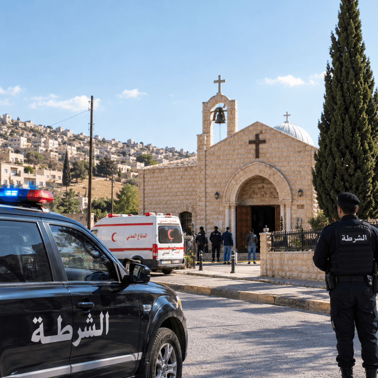 Ten injured in Al-Karak church shooting