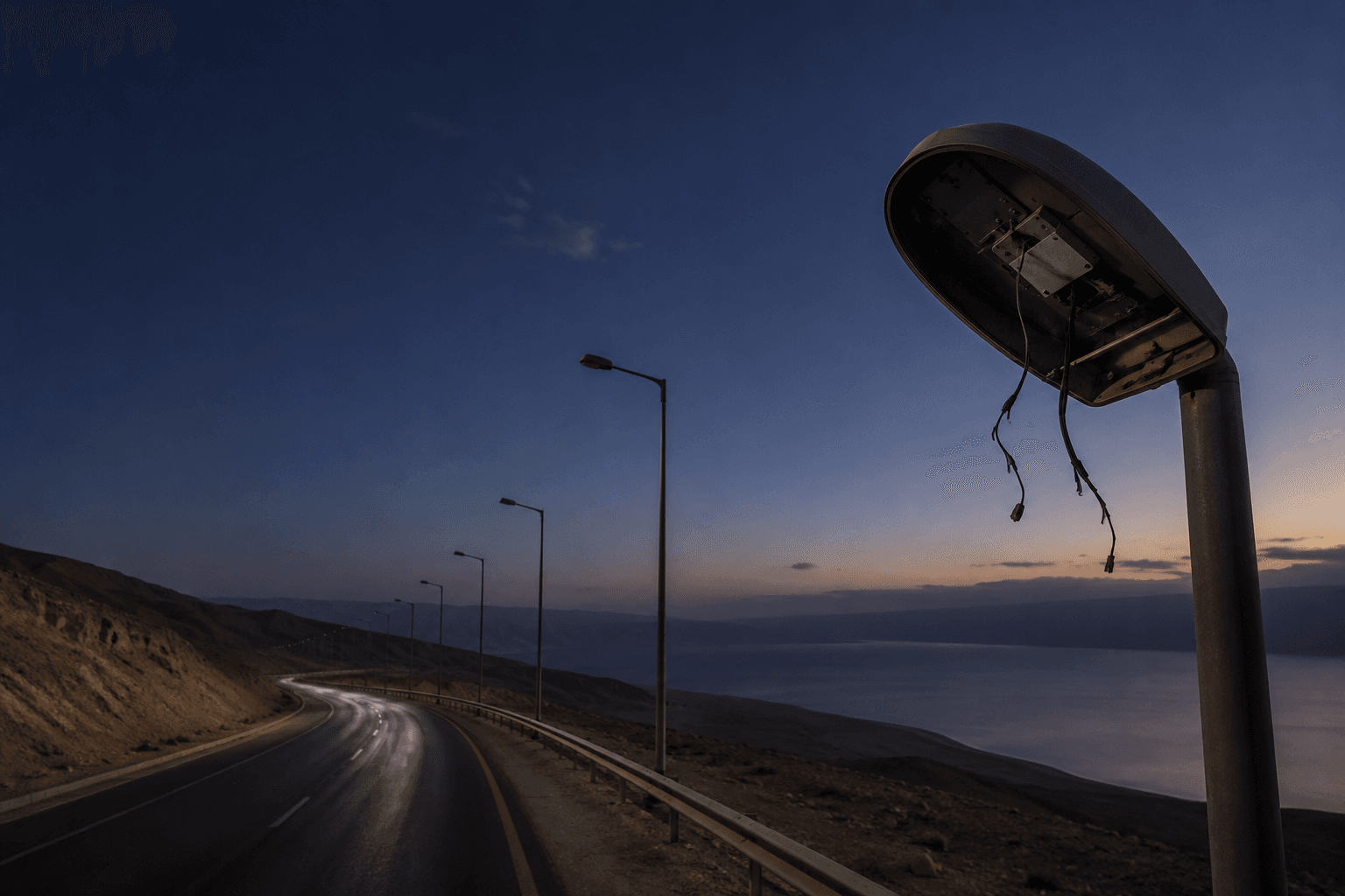 New attack cuts power on Dead Sea road