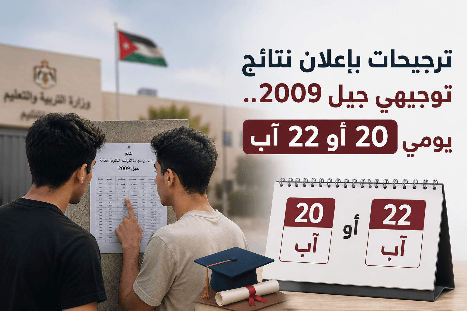 توقعات لإعلان نتائج توجيهي 2009 في 20 أو 22 آب