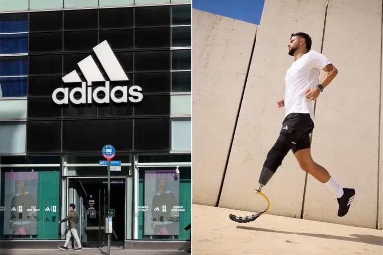 Painters' brush turns Adidas logo into symbol