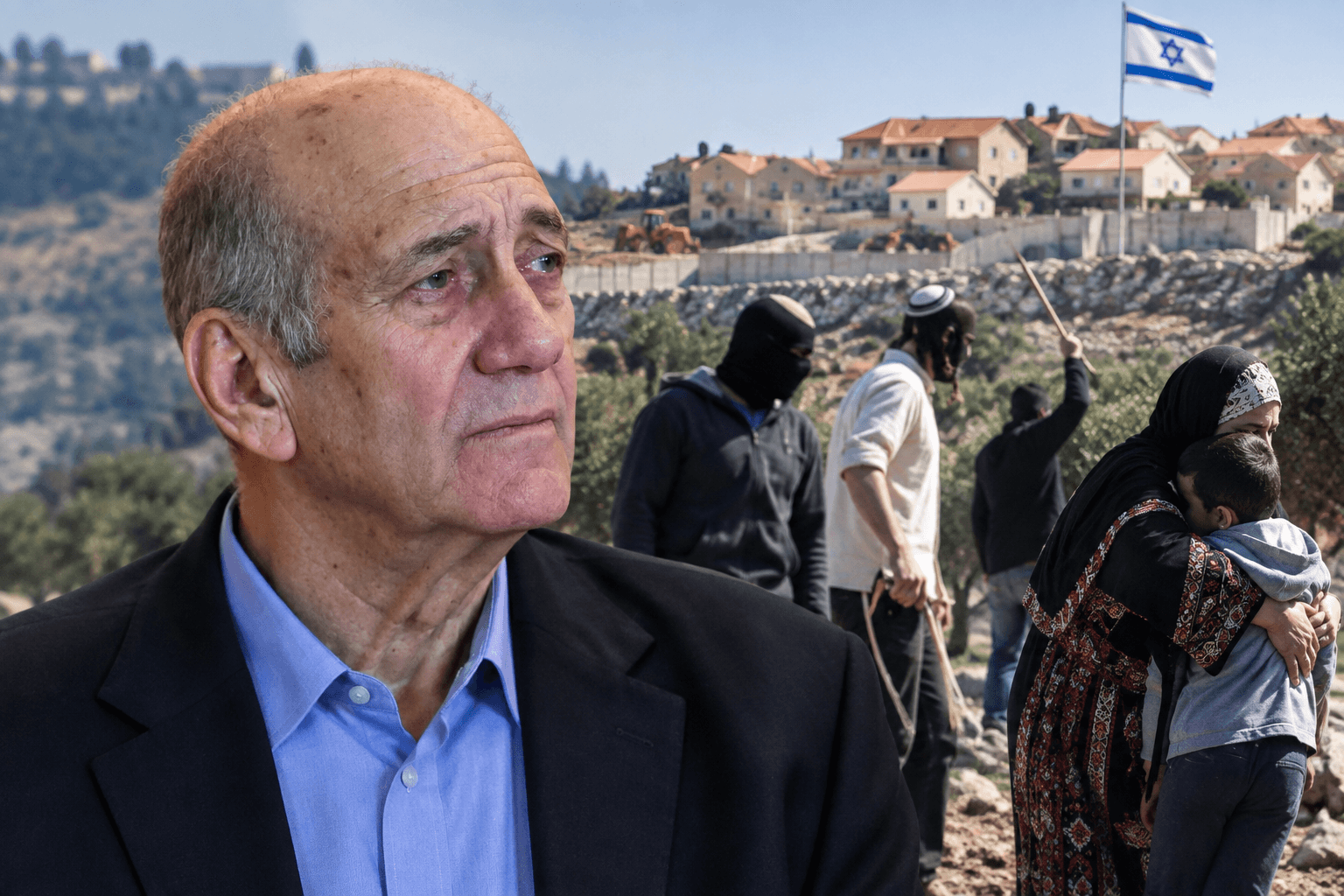 أولمرت: مستوطنون يهدفون لتهجير الفلسطينيين