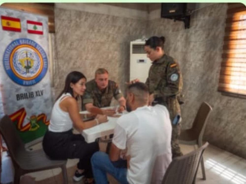 Spanish-Indian battalion medical aid in Hasbaya