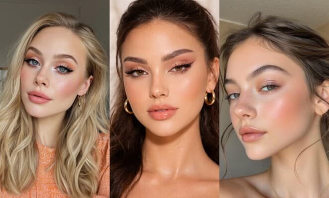 Peachy makeup for warm fall glow
