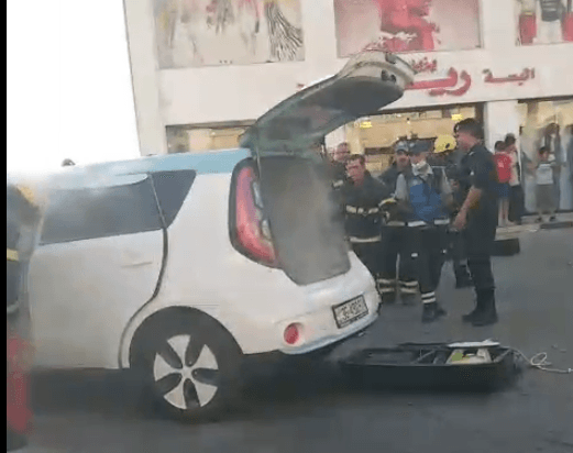 Electric vehicle catches fire in Jabal Al Nasr