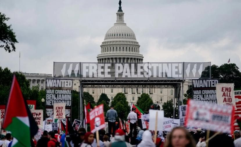 Pro-Palestine protests at Netanyahu's Washington residence
