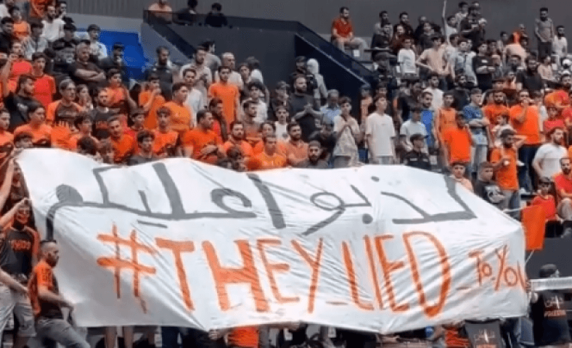 Syrian Fans Protest with Flags