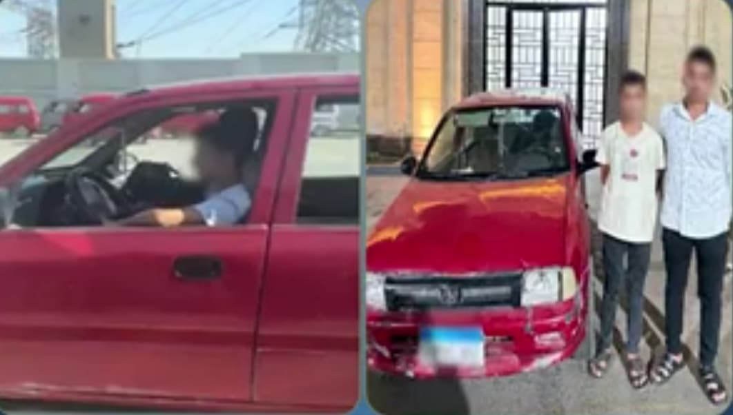 Child drives car in Giza security detains father and son