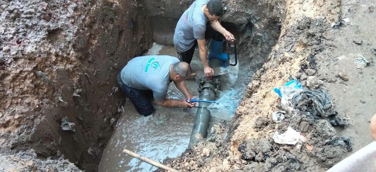 انتهاء إصلاح خط مياه في منشية ناصر بكفر الشيخ