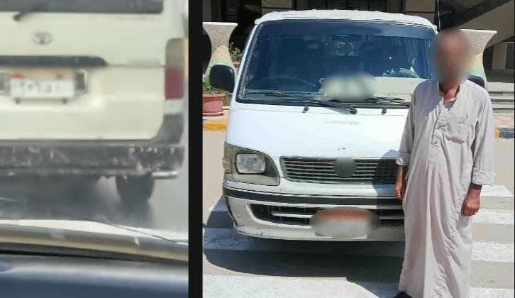سائق ميكروباص يطمس لوحته للهروب من مخالفات الشرقية