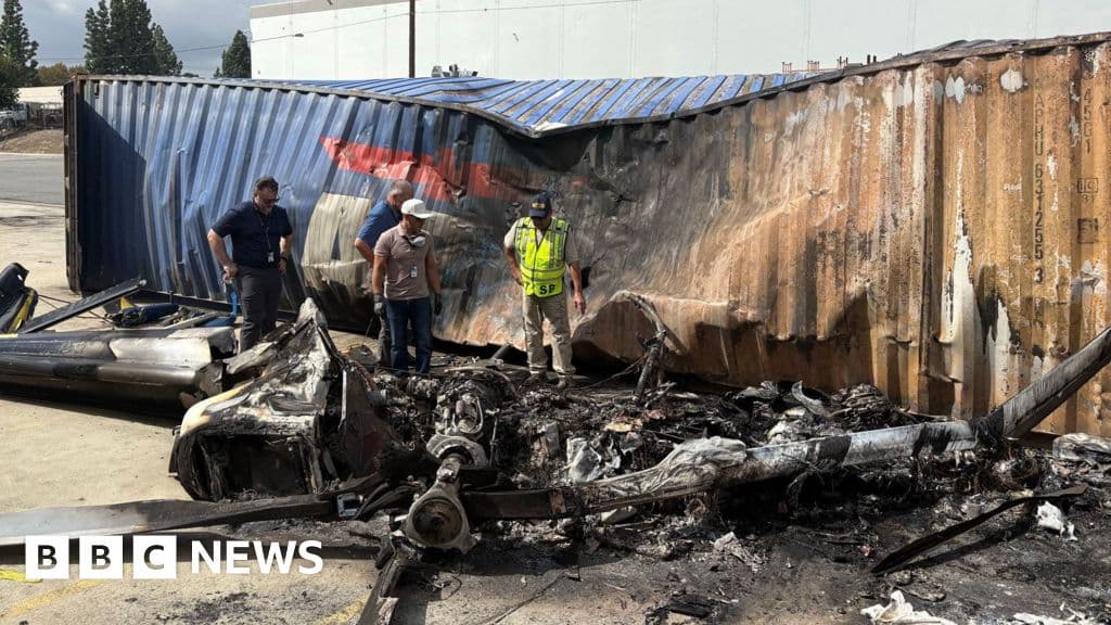 Photos of wreckage from fatal LA news helicopter crash