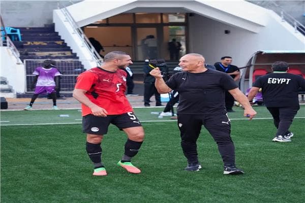 فرحة منتخب مصر بعد الفوز على جنوب السودان