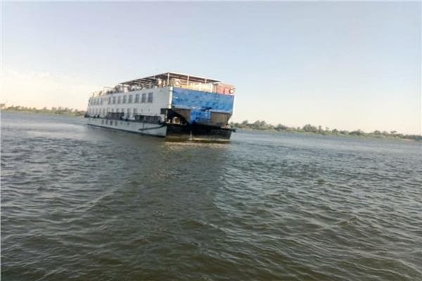 Cargo Ship Navigates Nile at Beni Suef