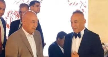 محمود طاهر ووليد صلاح الدين وباسم سمرة في حفل زفاف ابنة إبراهيم حسن