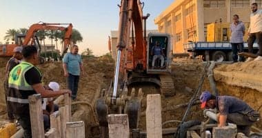 مياه القناة تصلح خط الطرد في فايد