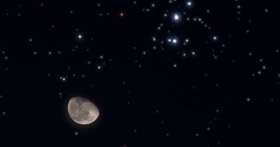 Crescent Moon Near Pleiades Today