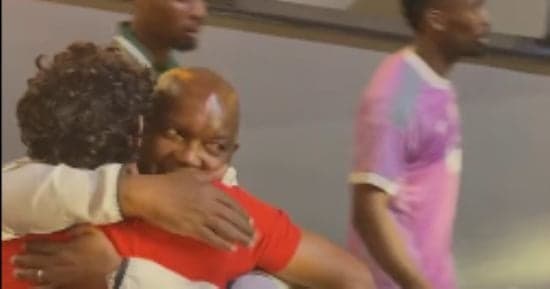 Mosimane greets Al-Ahly players before Egypt-South Africa match