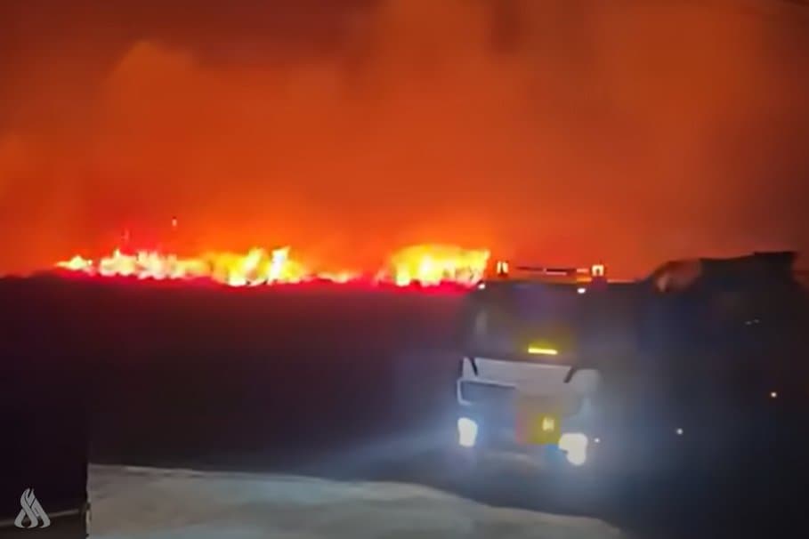 السيطرة على حريق طريق كرمة بني سعيد