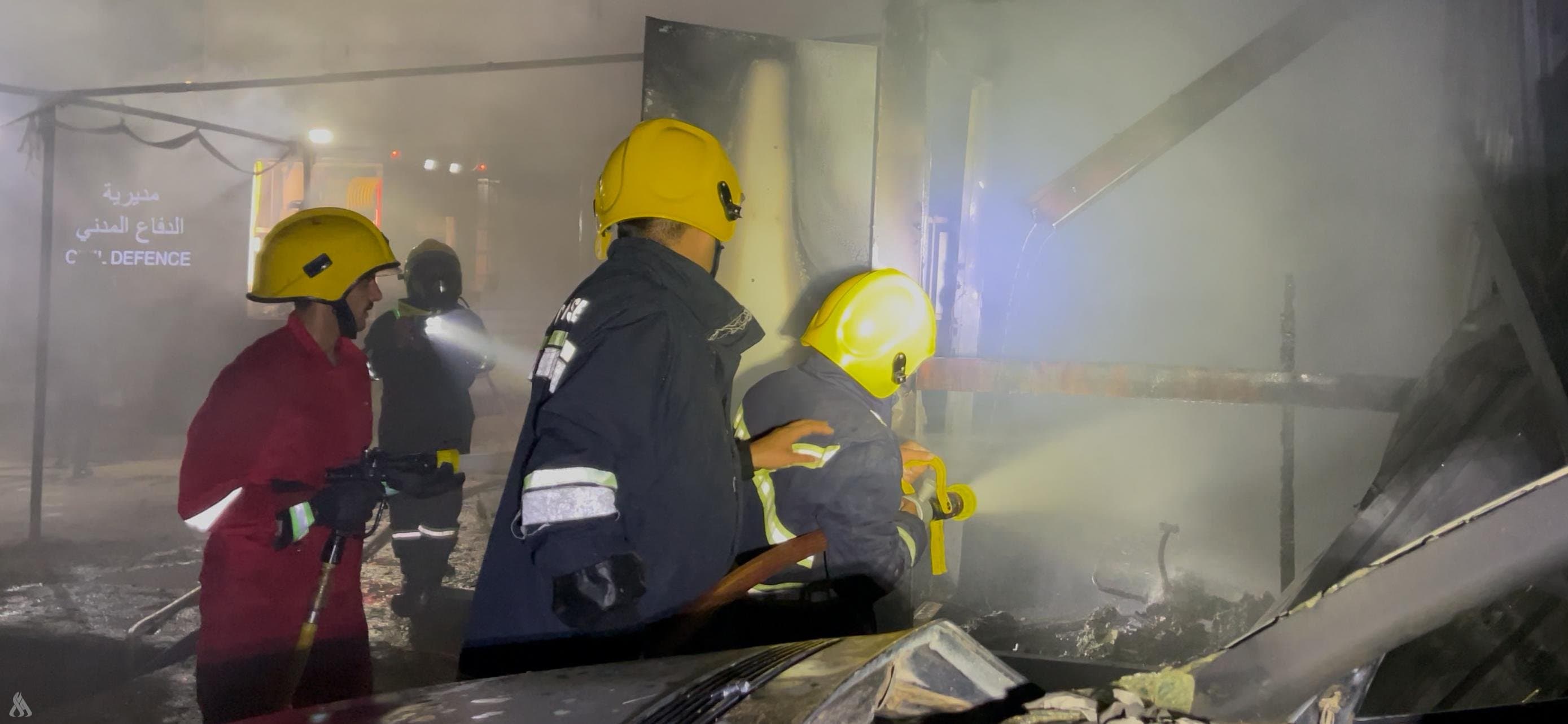 Civil Defense suppresses fire in Ramadi spare parts storage
