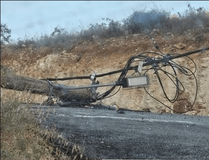 Colonists damage poles and memorial in southern Nablus